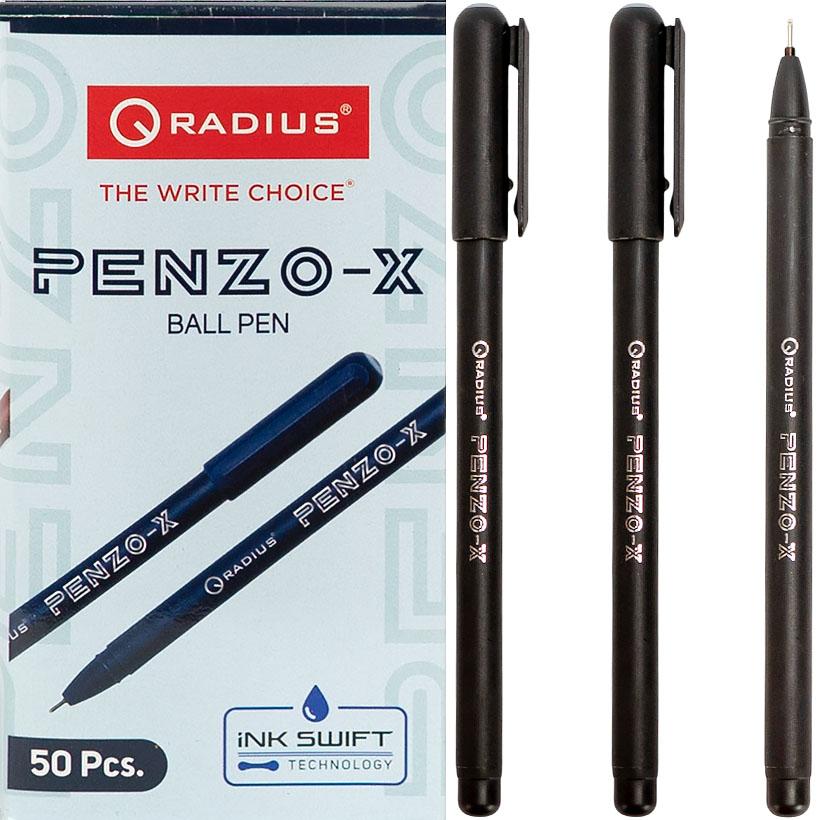 Ручка масляна Radius PENZO-X 1000 м чорна (50 шт)
