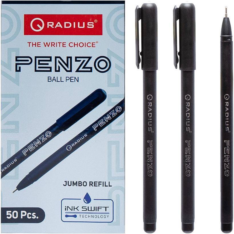 Ручка масляна Radius PENZO Jumbo 6000 м чорна (50 шт)