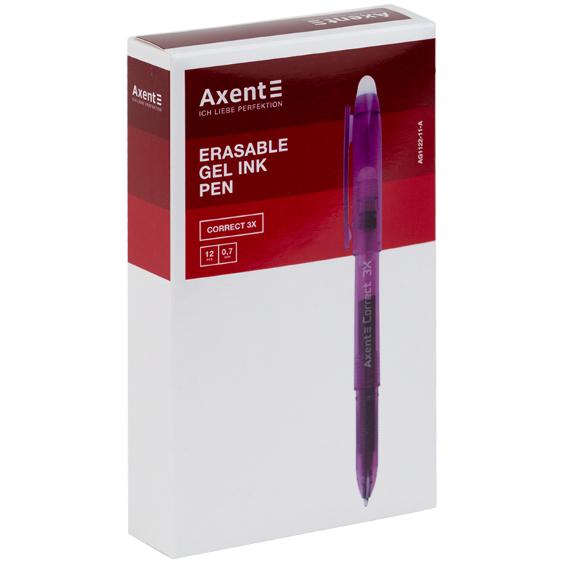 Ручка гелева пиши-стирай Axent Correct 3Х AG1122-11-A, 0.7 мм, фіолетова