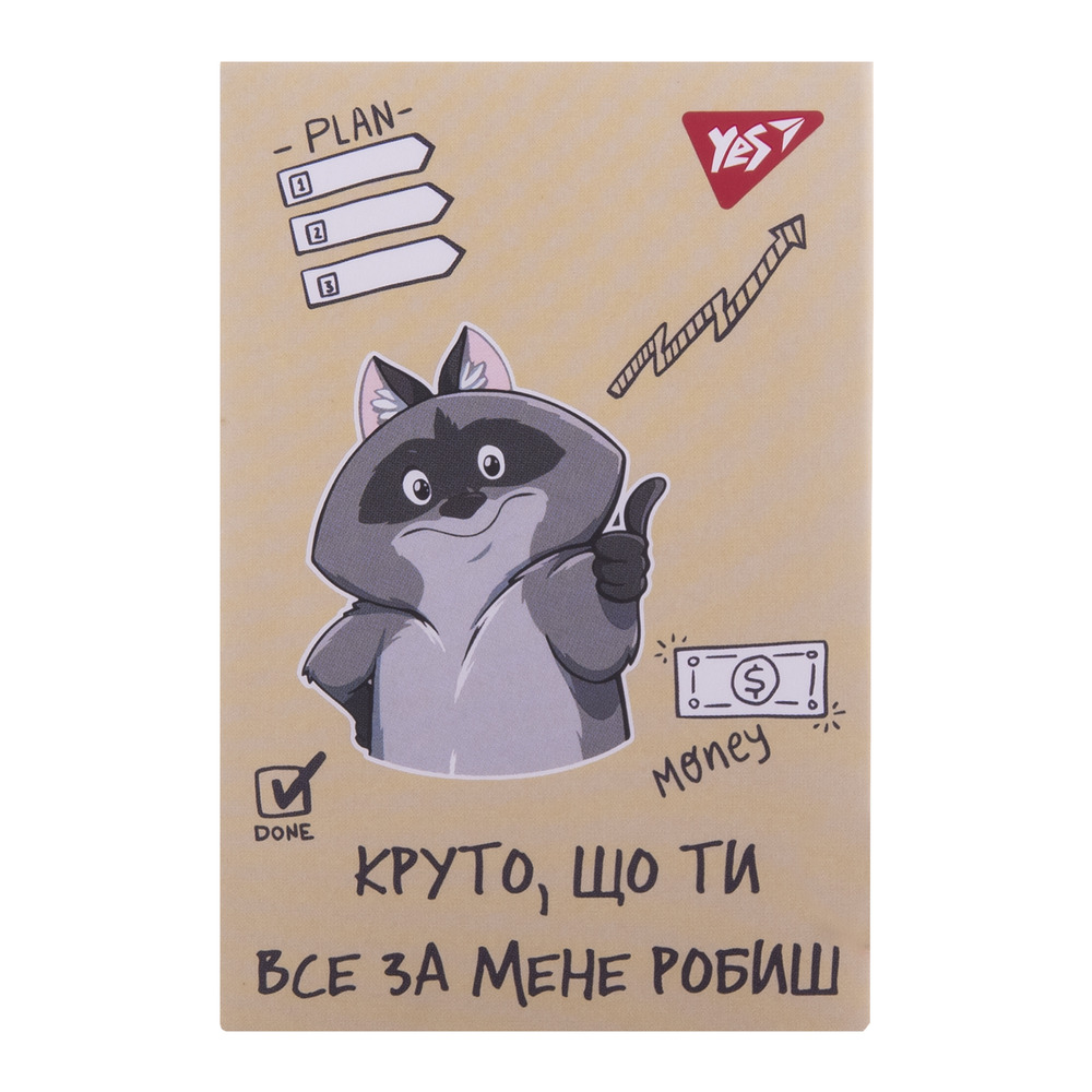 Блокнот YES А7 48 аркушів клітинка Smart raccoon 152107. Фото 2