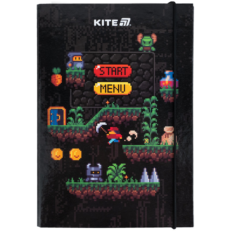 Папка для зошитів на гумці Kite Pixel Game K25-210-2, картон. Фото 2