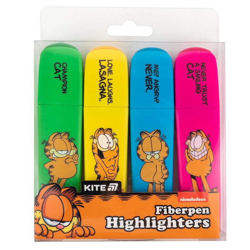 Маркер Highlighter Kite Garfield GF25-444, набір з 4-х кольорів