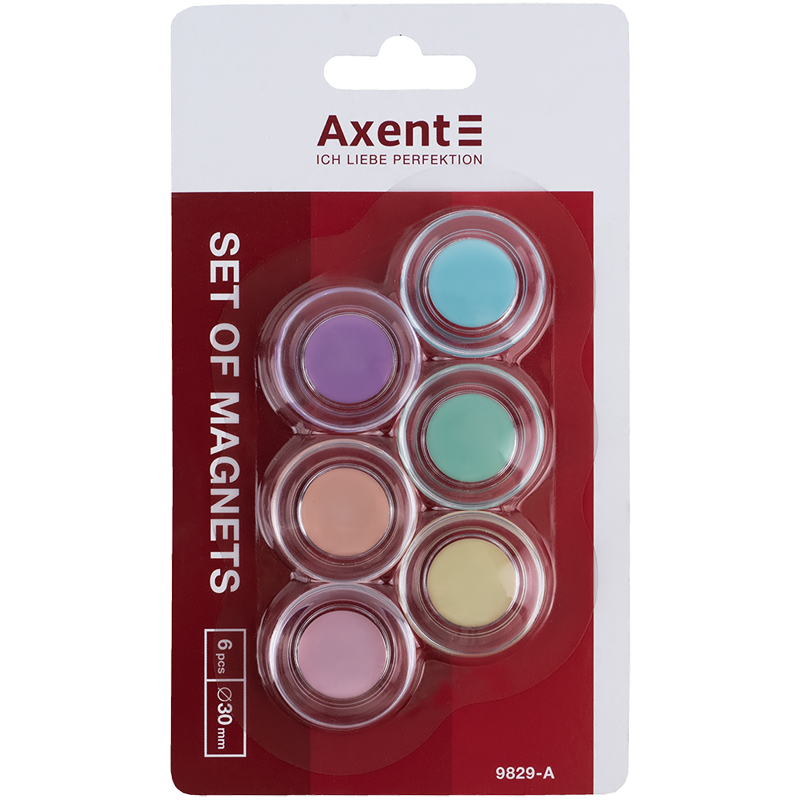 Набір магнітів AXENT 30 мм 6 шт Pastelini 9829-А