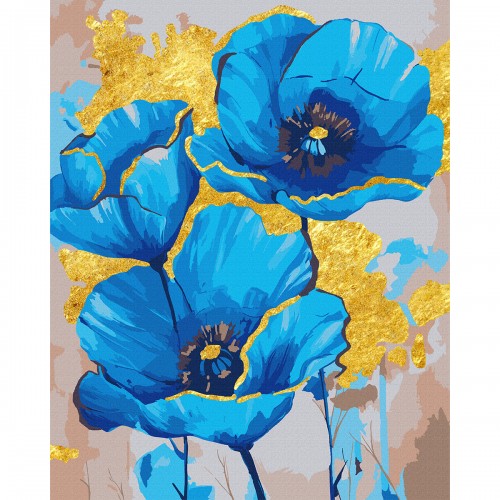 SANTI Картина за номерами. Блакитні маки 40x50 см поталь