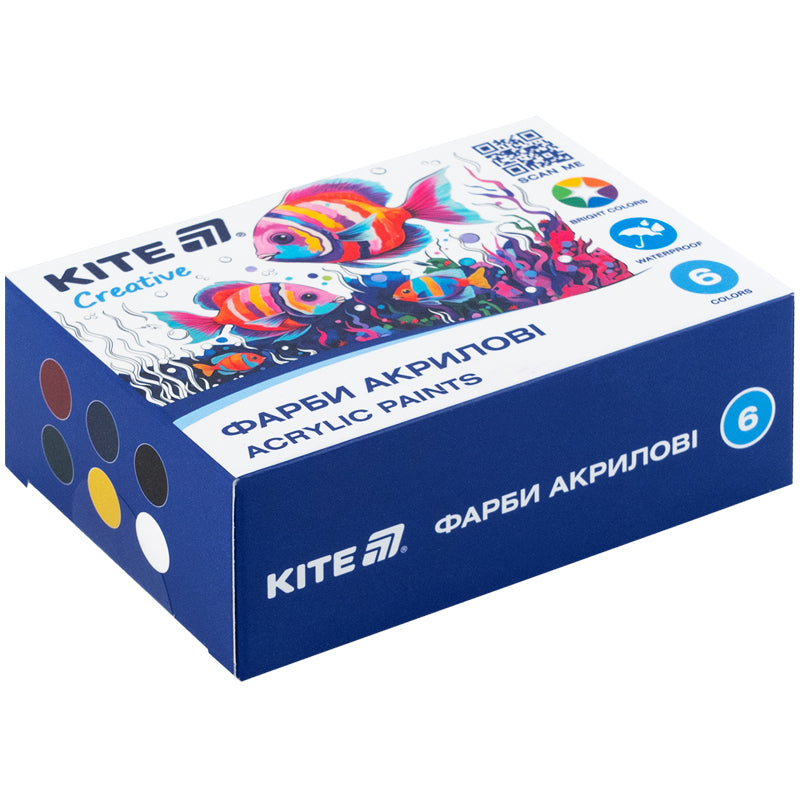 Фарби акрилові Kite Creative 6 кольорів, 20 мл K-271