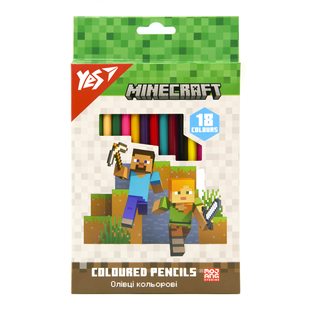 Олівці кольорові Yes 18 кольорів Minecraft 290765