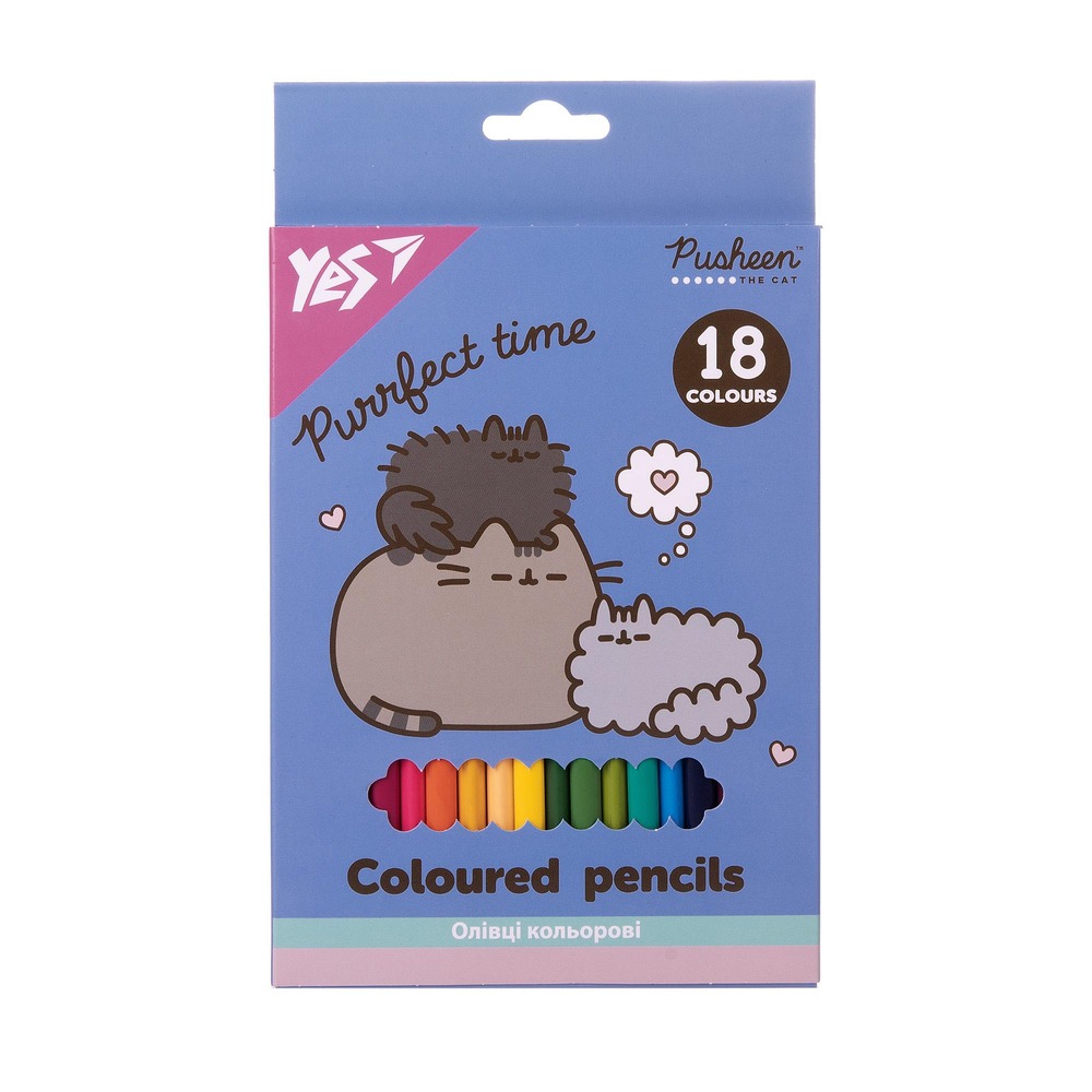 Олівці кольорові Yes 18 кольорів Pusheen 290766