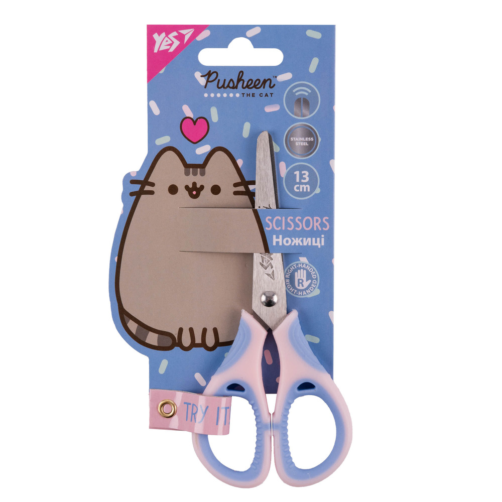 Ножиці Yes Pusheen 13 см з гумовими вставками 480460