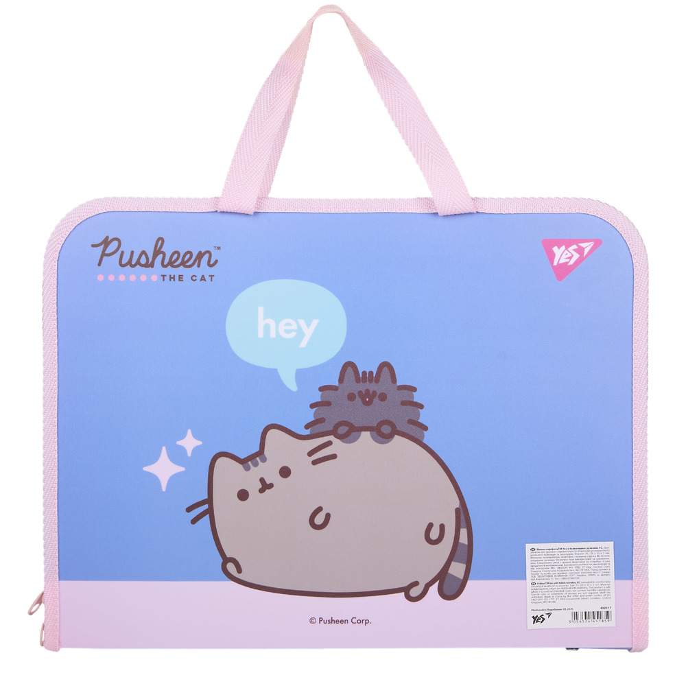 Папка-портфель Yes FC на блискавці з тканинними ручками Pusheen 492317. Фото 2