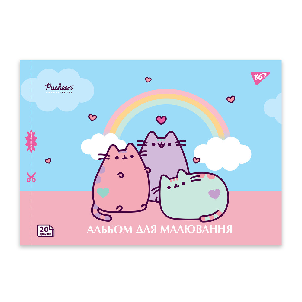 Альбом для малювання YES А4 20 аркушів на скобі з перфорацією Pusheen 130589. Фото 3