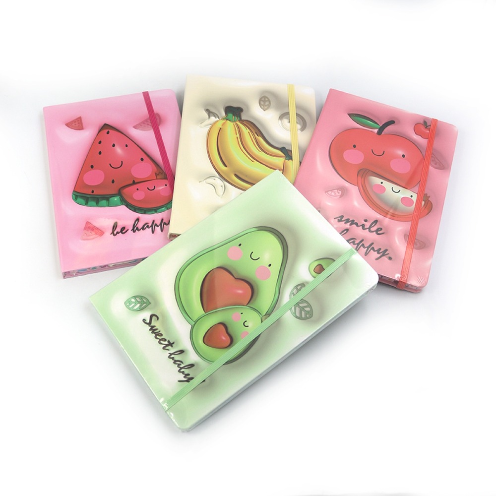 Блокнот Josef Otten на гумці "Fruits" A5, лінія, дизайн 3D, мікс JZ85009