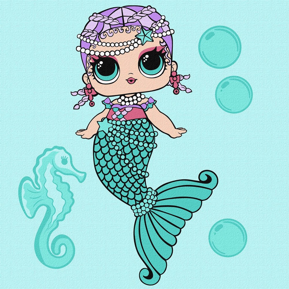 Ideyka Картина за номерами. L.O.L. Surprise! Mermaids Merbaby 40х40 см