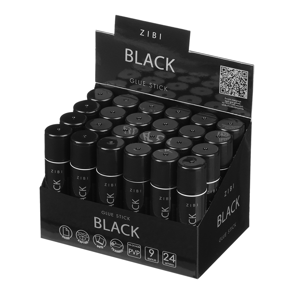Клей-олiвець ZiBi Black 9 г PVP ZB.6305 (24 шт)