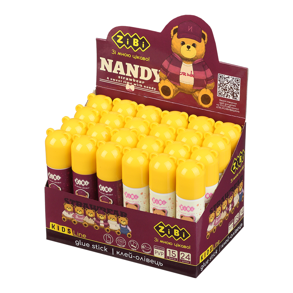 Клей-олiвець ZiBi Bear Toy 15г PVP ZB.6304 (24 шт)
