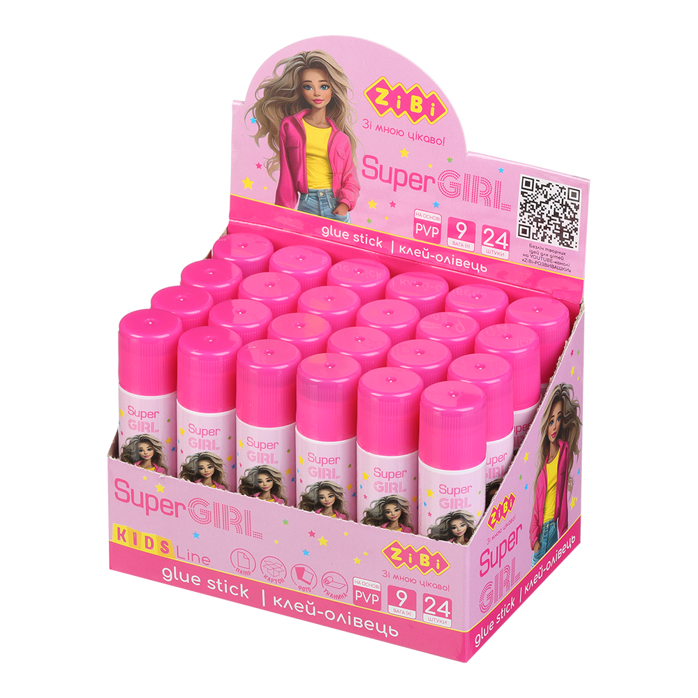 Клей-олiвець ZiBi Super Girl 9г PVP ZB.6303 (24 шт)