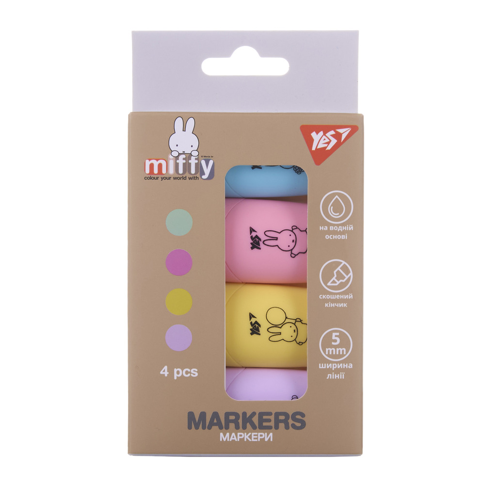 Маркер текстовий Yes Miffy в наборі 4 шт 391093