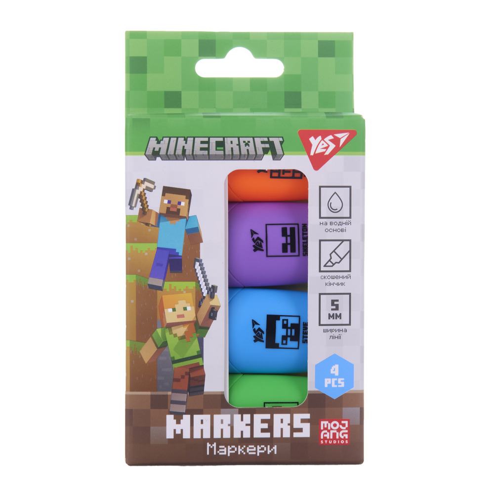 Маркер текстовий Yes Minecraft в наборі 4 шт 391095
