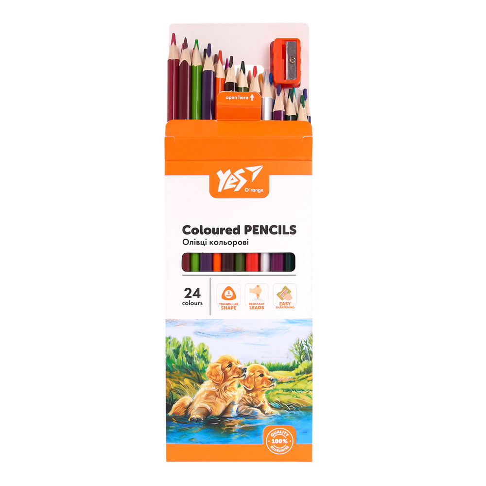 Олівці кольорові Yes Orange Line 24 кольорів з точилкою 290754. Фото 4