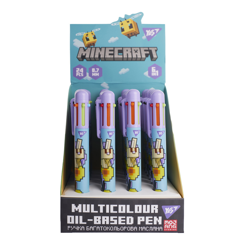 Ручка кулькова Yes Minecraft.Spring 0,7 мм, 6 кольорів 412268