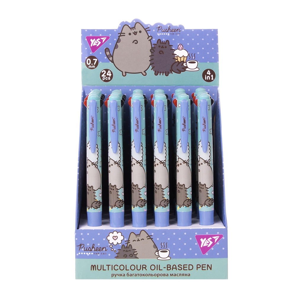 Ручка кулькова Yes Pusheen 0,7 мм автоматична 4 кольори 412265