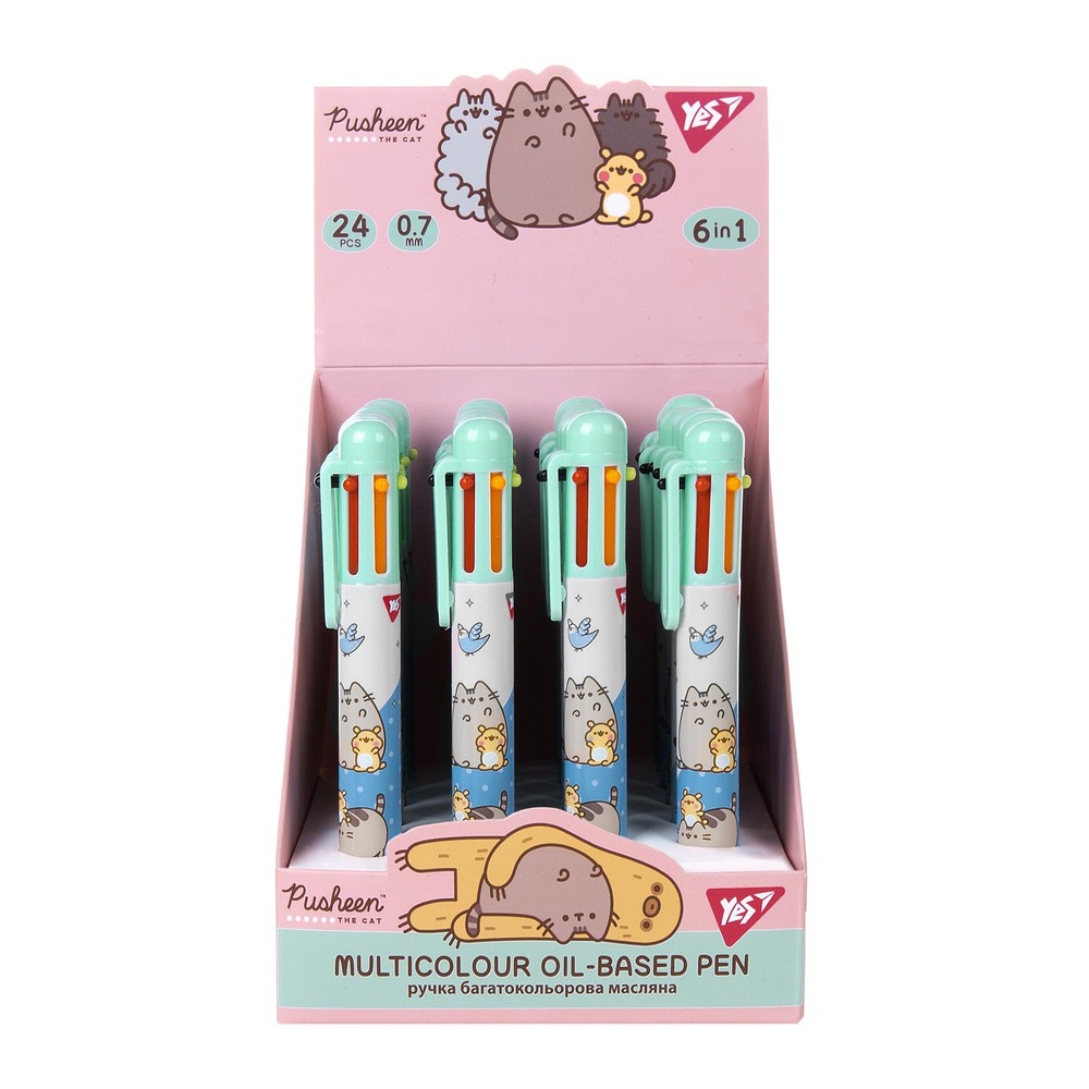 Ручка кулькова Yes Pusheen 0,7 мм, 6 кольорів 412267