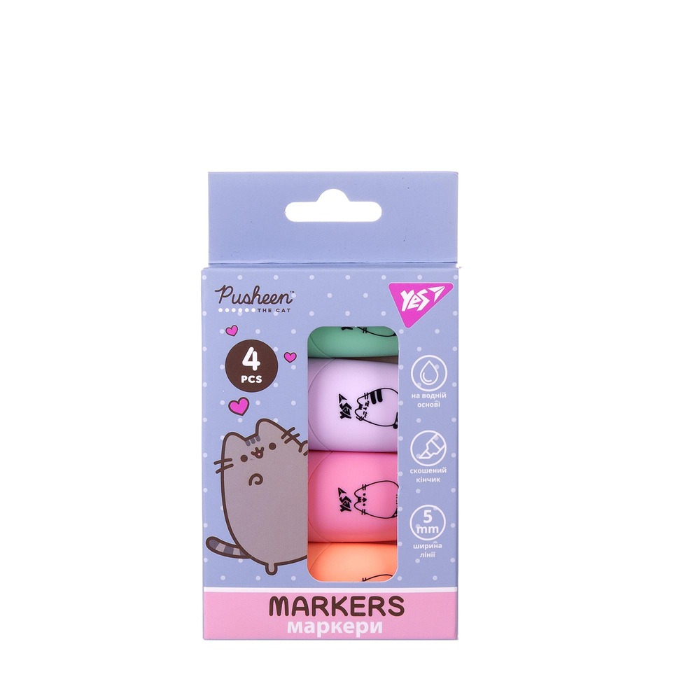 Маркер текстовий Yes Pusheen в наборі 4 шт 391094