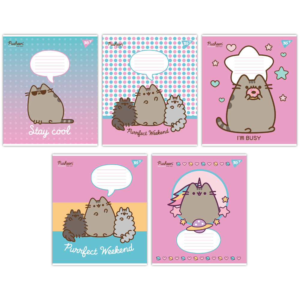 Зошит шкільний Yes Pusheen 12 аркушів коса лінія 766937