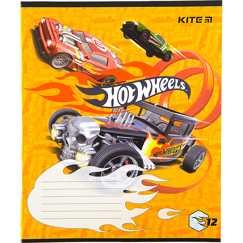 Зошит Kite шкільний Hot Wheels 12 аркушів, коса лінія  HW22-235. Фото 2