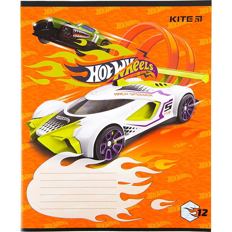 Зошит Kite шкільний Hot Wheels 12 аркушів, коса лінія  HW22-235. Фото 6