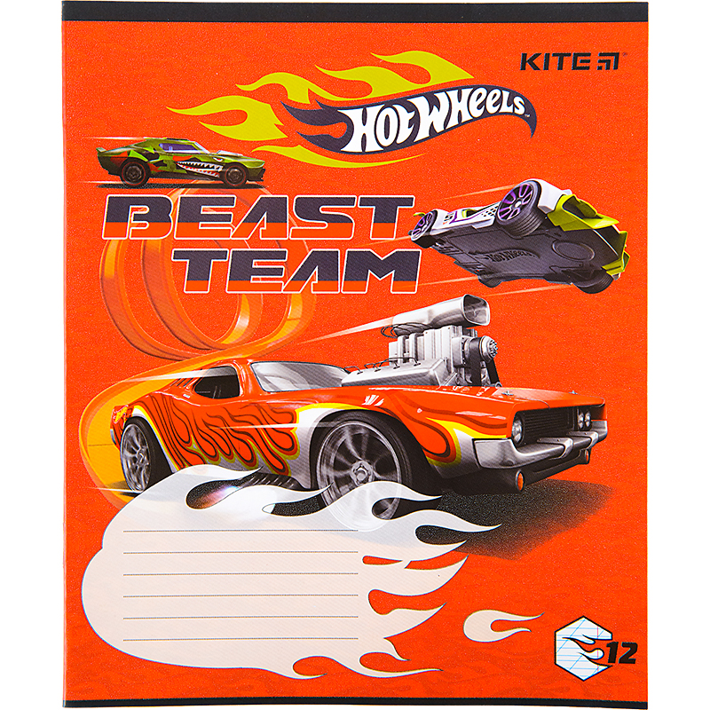 Зошит Kite шкільний Hot Wheels 12 аркушів, коса лінія  HW22-235. Фото 8