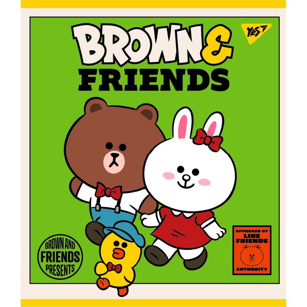 Зошит шкільний Yes Line Friends 12 аркушів лінія 766806