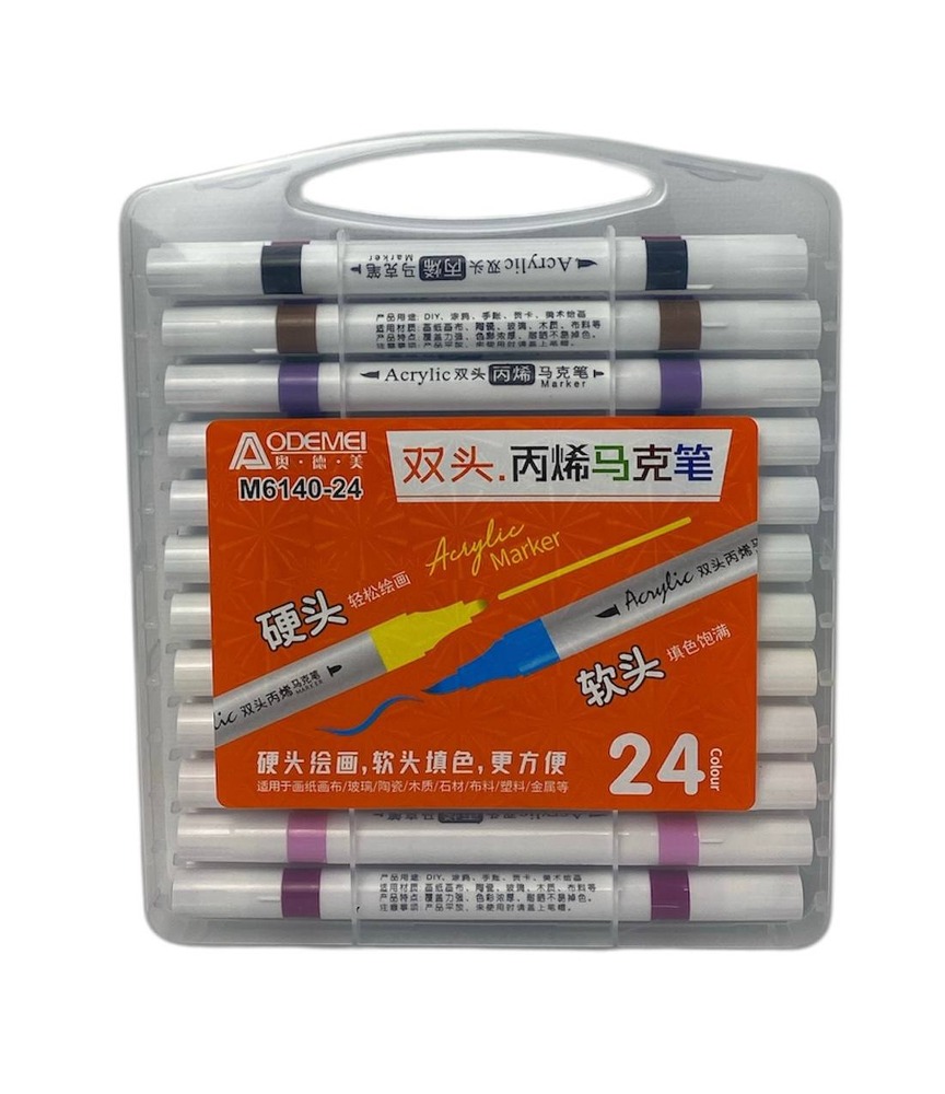 Набір акрилових скетчмаркерів двосторонні Aodemei 24 шт  M6140-24
