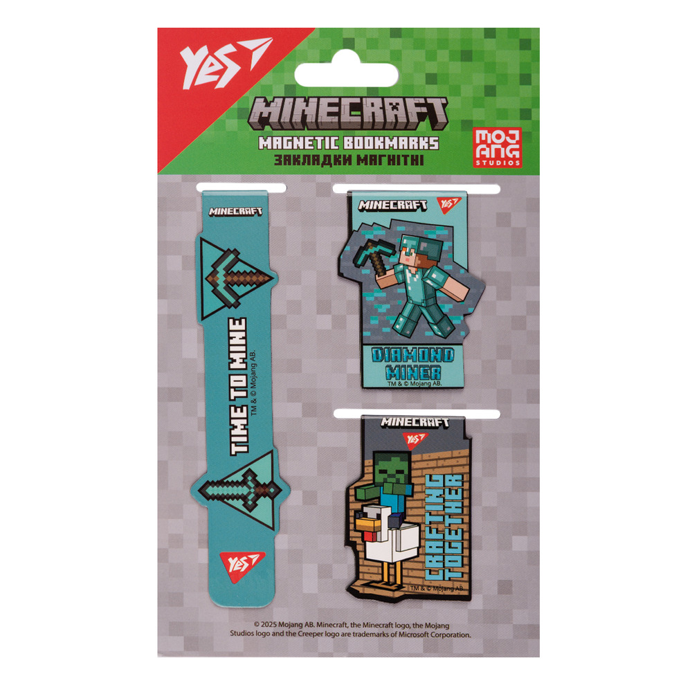 Закладки магнітні Yes Minecraft 3 шт 708346. Фото 2