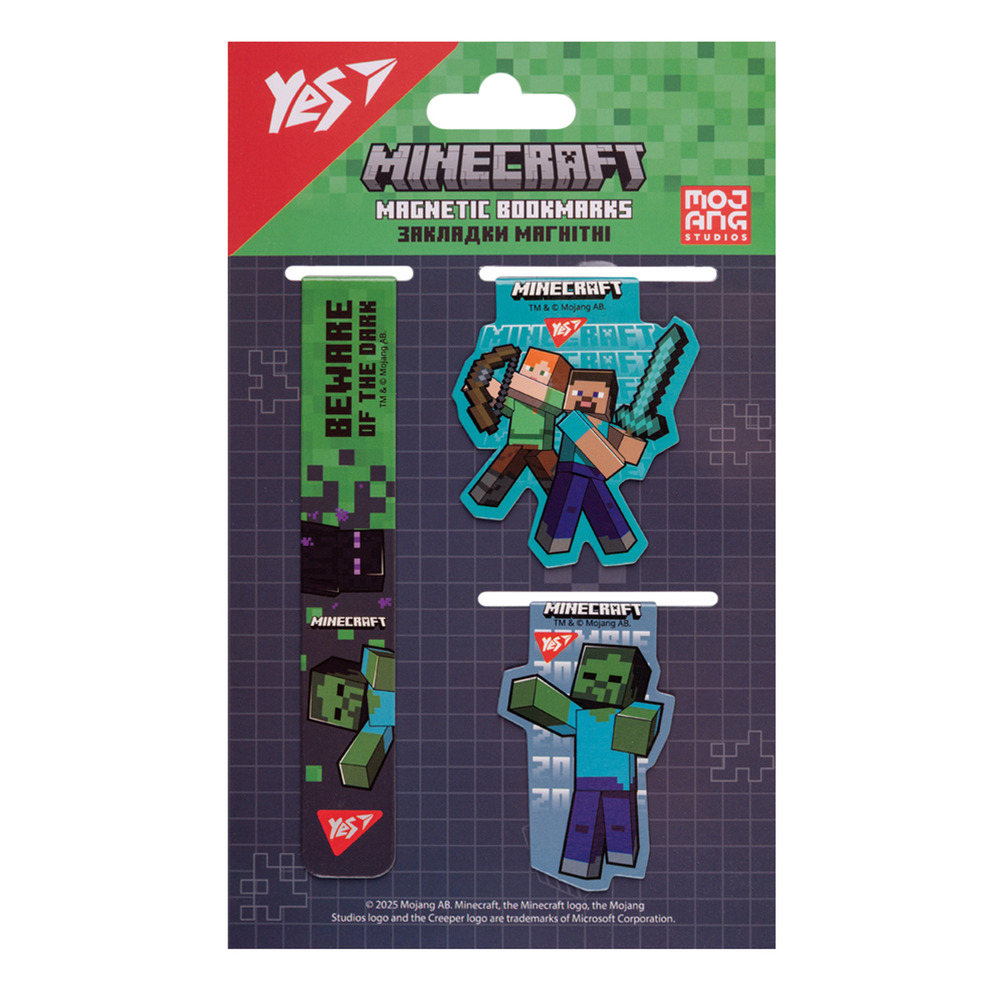 Закладки магнітні Yes Minecraft 3 шт 708347. Фото 2