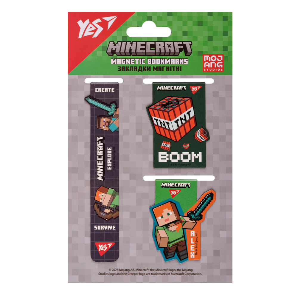 Закладки магнітні Yes Minecraft Boom 3 шт 708345. Фото 2