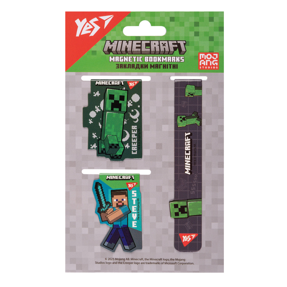 Закладки магнітні Yes Minecraft Boom 3 шт 708345