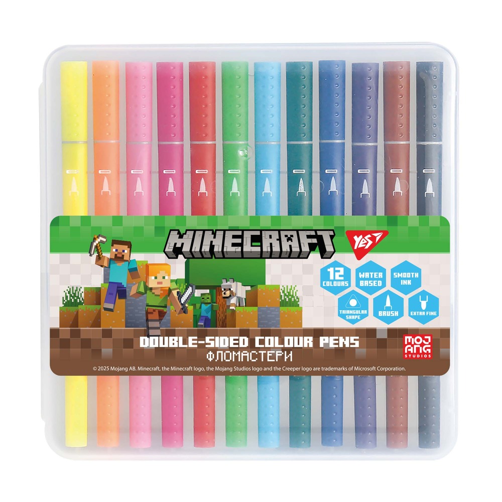 Фломастери двосторонні Yes Minecraft 12 кольорів 650574