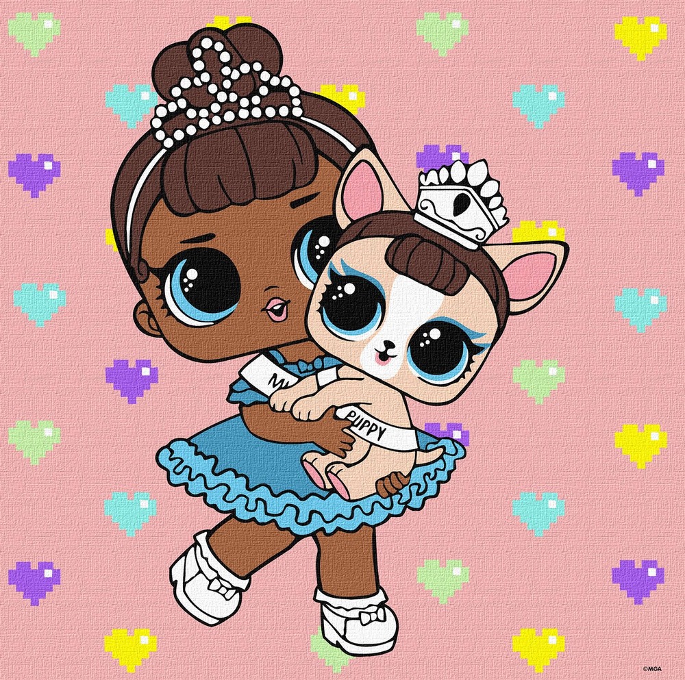 Ideyka Картина за номерами для дітей. L.O.L. Miss Baby With Miss Puppy 40х40 см