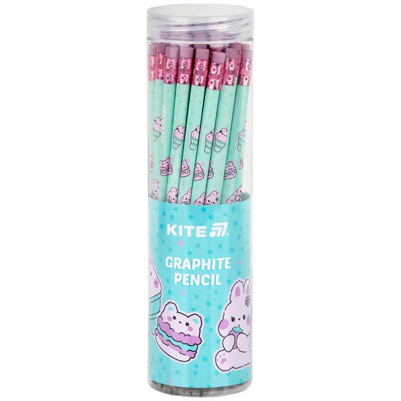 Олівець графітний Kite з гумкою, тригранний Feel Good K25-046-2