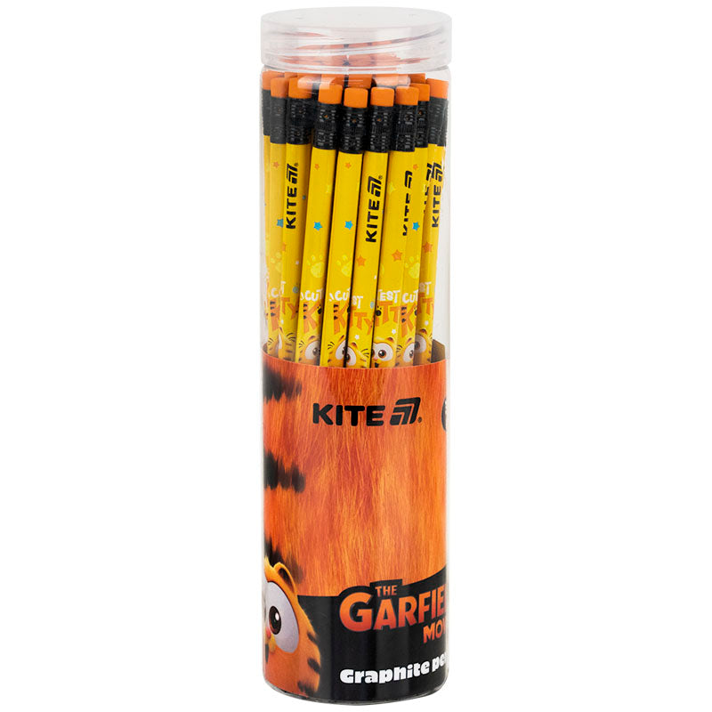 Олівець графітний Kite з гумкою, тригранний Garfield GF25-046