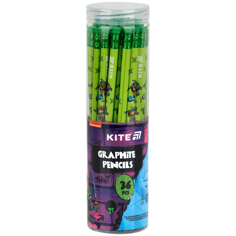 Олівець графітний Kite з гумкою, тригранний Ninja Turtles NT25-046
