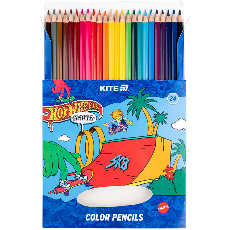 Олівці кольорові Kite Hot Wheels HW25-055-2, 24 кольори. Фото 4