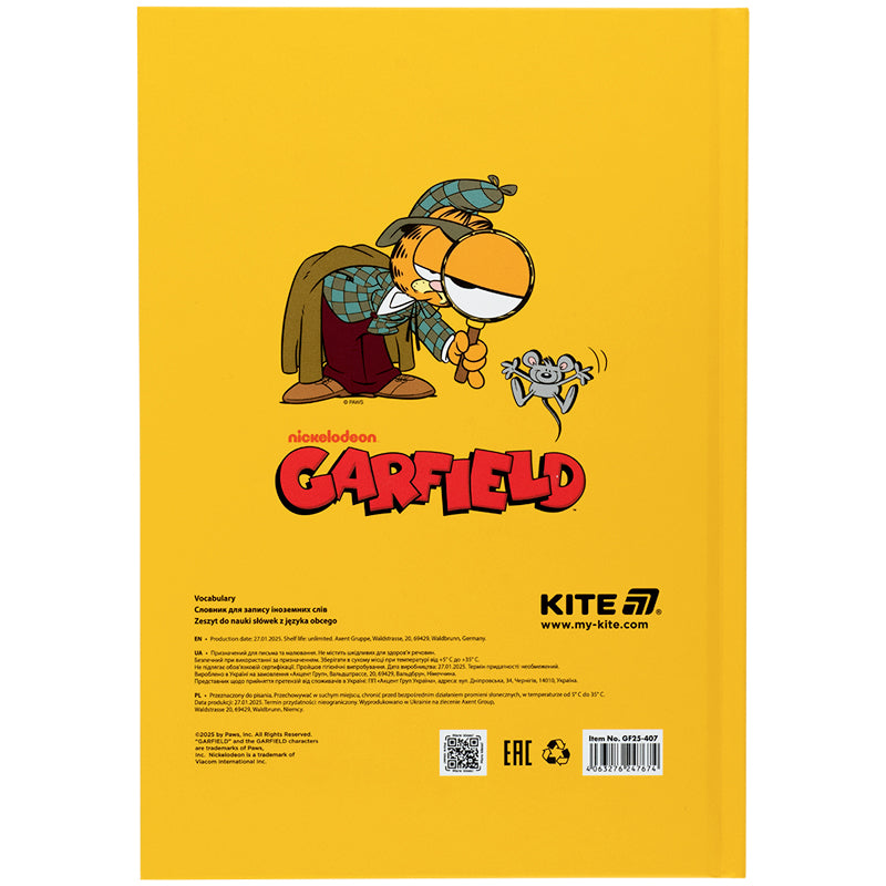 Словник для запису іноземних слів Kite Garfield А5 60 аркушів GF25-407. Фото 3