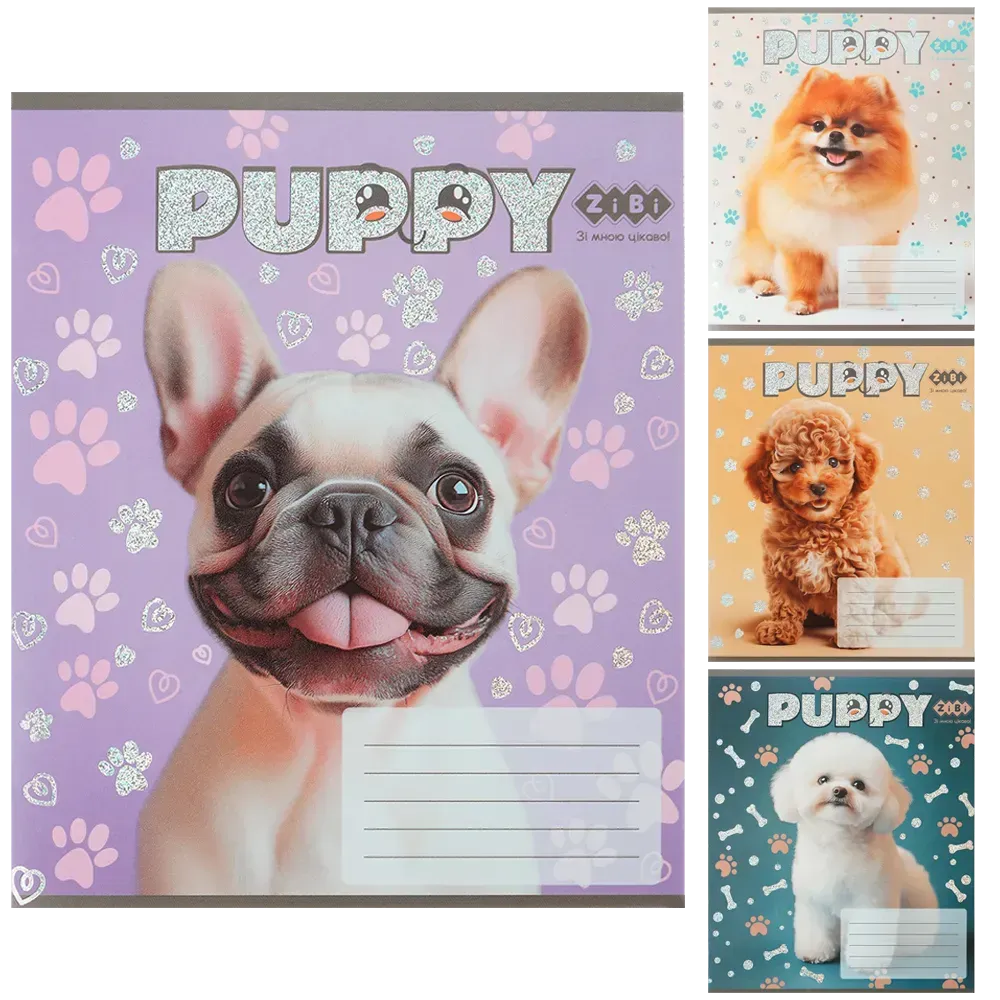Зошит учнівський ZiBi KIDS LINE DOGS 12 аркушів, коса лінія ZB25.1753C