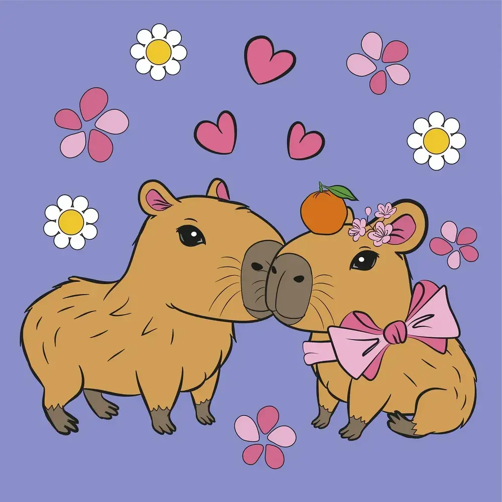 SANTI Картина за номерами. Капібари in Love 25x25см
