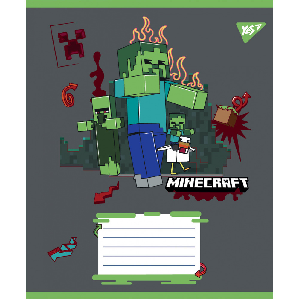 Зошит шкільний Yes Minecraft Heroes 12 аркушів коса лінія 767578. Фото 5