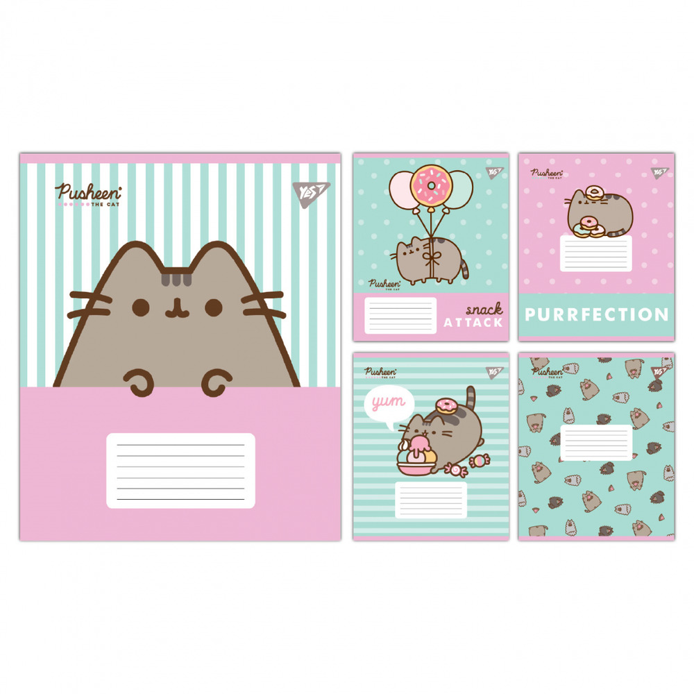 Зошит шкільний Yes Pusheen Candy 12 аркушів коса лінія 767599