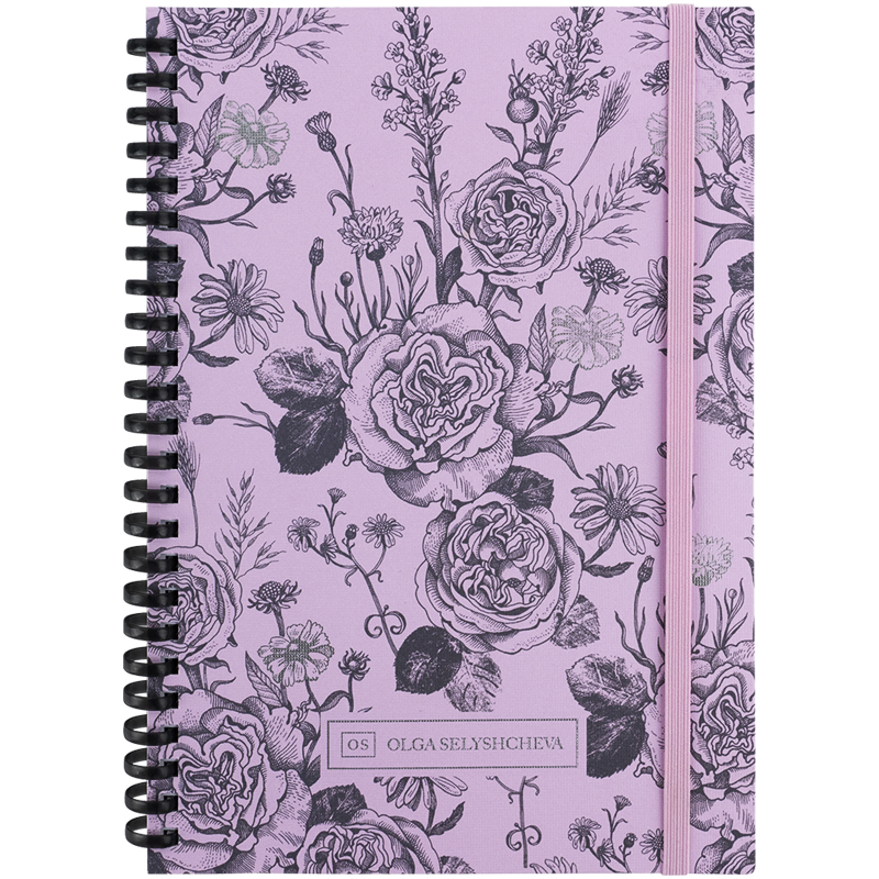 Блокнот на спiралi Axent Olga Selyshcheva, Pink Roses 8471-2-A-OS, А5, 80 аркушів, клітинка, картонна обкладинка