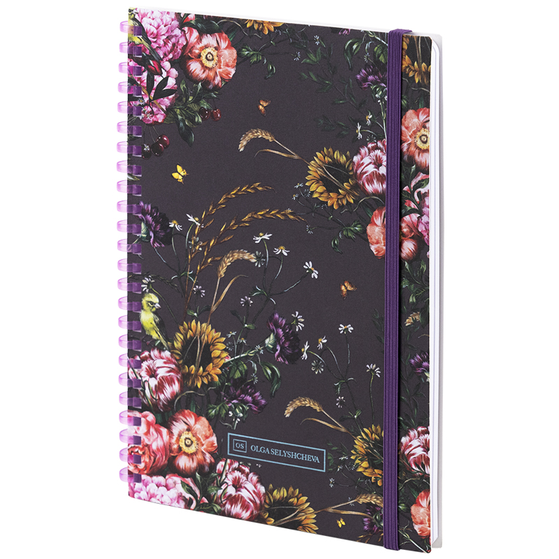 Блокнот на спiралi Axent Olga Selyshcheva, Purple field 8471-6-A-OS, А5, 80 аркушів, клітинка, картонна обкладинка. Фото 2