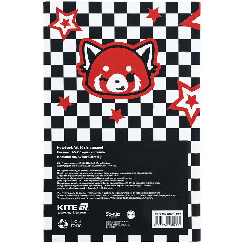 Книга записна Kite Aggretsuko AR25-199, тверда обкладинка, А6, 80 аркушів, клітинка. Фото 5